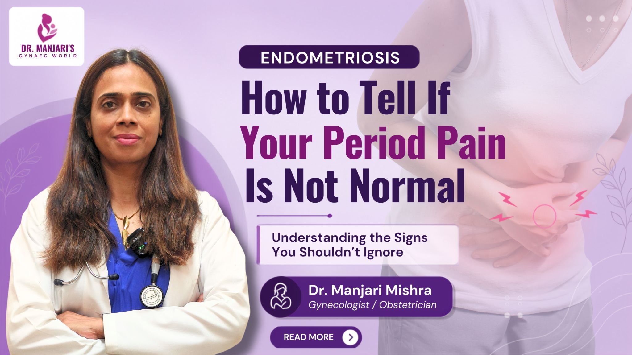 Medical illustration explaining ovarian cyst symptoms, causes, diagnosis, and treatment for women at Dr. Manjari's Gynaec World, a trusted gynecology clinic in Noida.